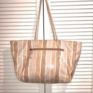 Chi by Falchi tote bag with dusted bag tan stripes